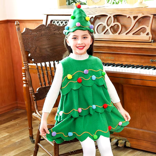 2026 Christmas Tree Costume Girl Christmas Children Adult Christmas Tree Dress Adult Parent Child Christmas Role Playing Dress