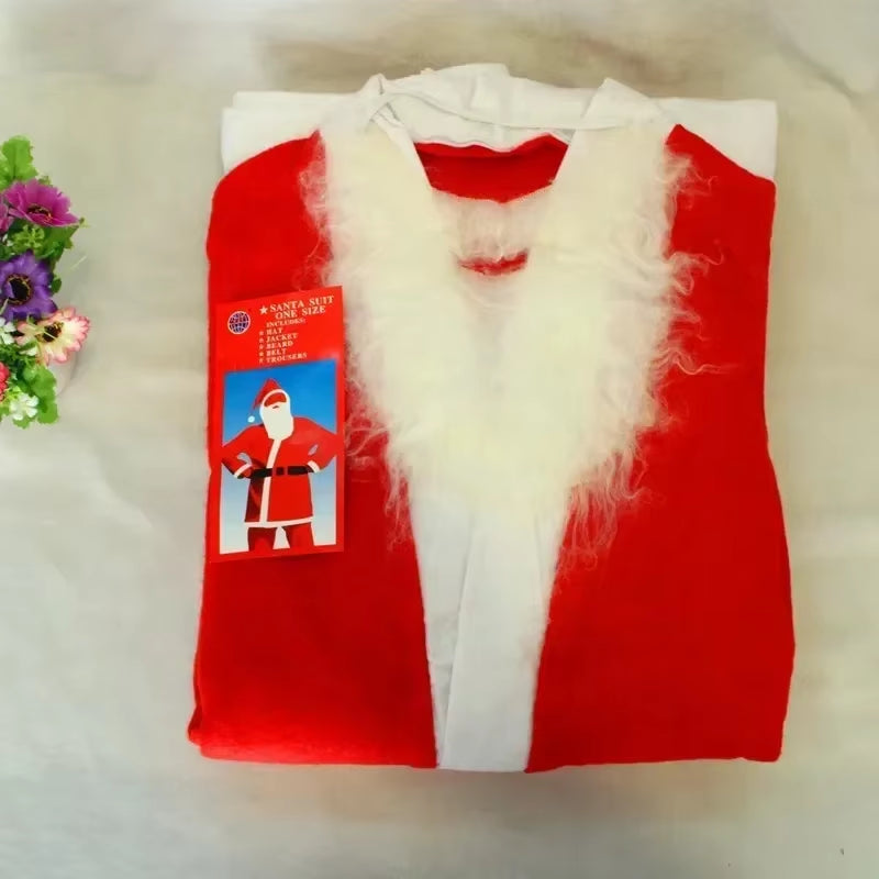 Men's 5-Piece Christmas Santa Claus Cosplay Costume Set – Festive Holiday Outfit