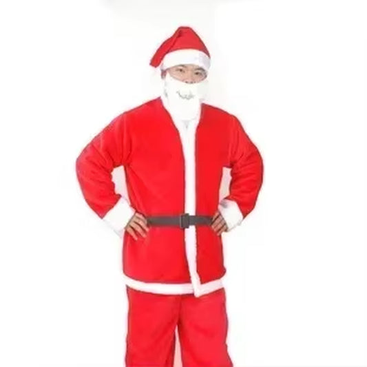 Men's 5-Piece Christmas Santa Claus Cosplay Costume Set – Festive Holiday Outfit